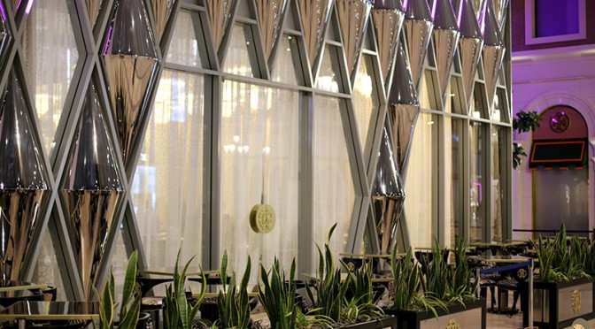 Polished aluminium cone fade, Roberto Cavalli Caffe, The Avenues, Kuwait